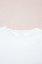Peach Blossom Letter Embroidered Graphic Sweater