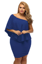 Plus size  Dressing Layered Fiery Red Mini Poncho Dress