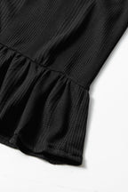 Duffel Green Solid Color Ribbed Ruffle Tank Top and Pants Set