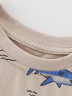 Children's Shark Print Crew Neck Short Sleeve T-Shirt