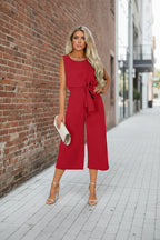 Women's Belted V-Neck Short Sleeve Straight-Leg Jumpsuit – 6 Colors S–2XL