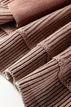Chestnut Mineral Wash Exposed Seam Patchwork Knit Open Sweater Cardigan