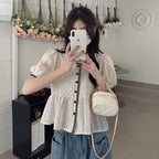Summer Sweet And Feminine Loose-fitting Polka-dot Short-sleeve Top