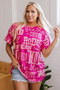 Green Howdy Cowboy Letter Printed Western Fashion Tee
