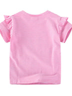 C=Children's Unicorn Ruffle Sleeve Striped T-Shirt