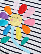 Children's Striped Flower Casual Dress
