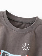 Children's Crab Graphic T-Shirt and Striped Shorts Set