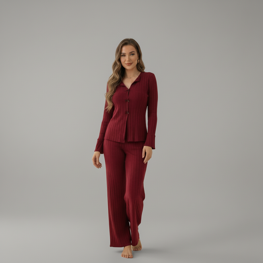 Ribbed Knit Pajama Set