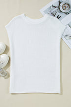 Black Solid Color Sweater Tee with Side Slits