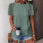 Women’s Casual Solid Color Short Sleeve Crew Neck Top