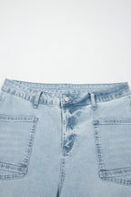 Beau Blue Frayed Cropped Straight Jeans