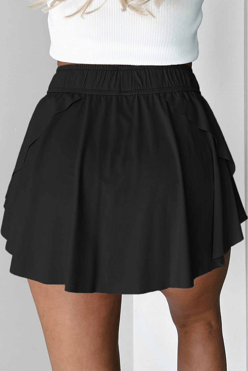 Sky Blue Drawstring High Waist Lined Tennis Skort