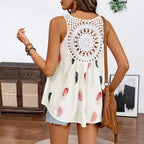 Women’s Feather Print V-Neck Camisole