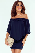 Plus size  Dressing Layered Fiery Red Mini Poncho Dress