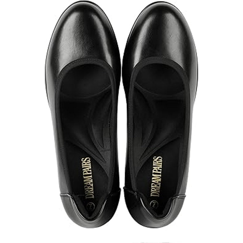 New Dream Pairs Womens Size 9W Wide Black Faux Leather 2.75" Heel Shoes w Flaw