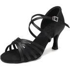 Hipposeus Womens Size 8.5 Black 3" Heels Open Round Toe Ankle Strap Shoes
