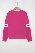 Sky Blue Varsity Striped Detail Drop Shoulder Oversized Sweatshirt