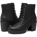 New Tyndall Womens 9 Black 4" Chunky Heel Ankle Boot Round Toe Size Zip Shoes