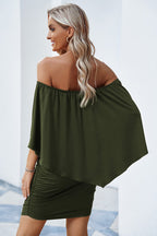 Plus size  Dressing Layered Fiery Red Mini Poncho Dress