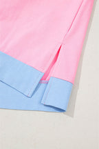Myosotis Two Tone Half Buttons Collared T Shirt