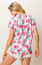 BiBi Rose Printed Poly Span with Crochet Lace Top