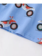Children's Cartoon ATV Print Tee and Shorts Set