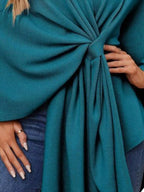 Solid Color Tie-Front Knit Cape Top