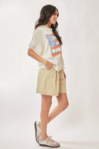 Davi & Dani American Flag Loose Fit Lace Sleeve Hoodie Top