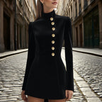 Women’s Stand Collar Blazer Dress – Slim Fit Formal Short Outfit