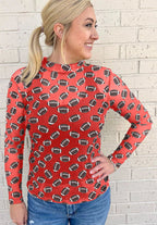 Black Game Day Rugby Mesh Sheer Long Sleeve Top
