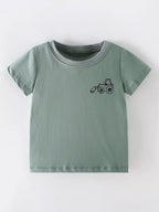 Children's Cartoon Excavator Graphic Casual T-Shirt