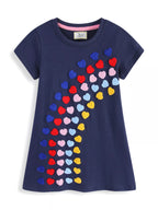 Children's Heart Applique Short Sleeve Dress