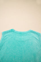 Mint Green 2 Pieces Mineral Wash Cotton Tank Top Lined Split Skirt Set