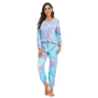 Women's Fashion Casual Tie-dye Pajamas Long Sleeve Trousers Suit