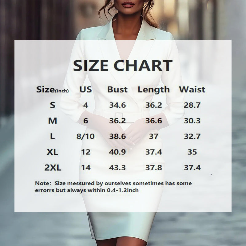 Women’s White Belted Blazer Dress – Slim Fit Office Elegance