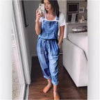 Women's Cotton Sleeveless Wide-Leg Overall Jumpsuit Pants
