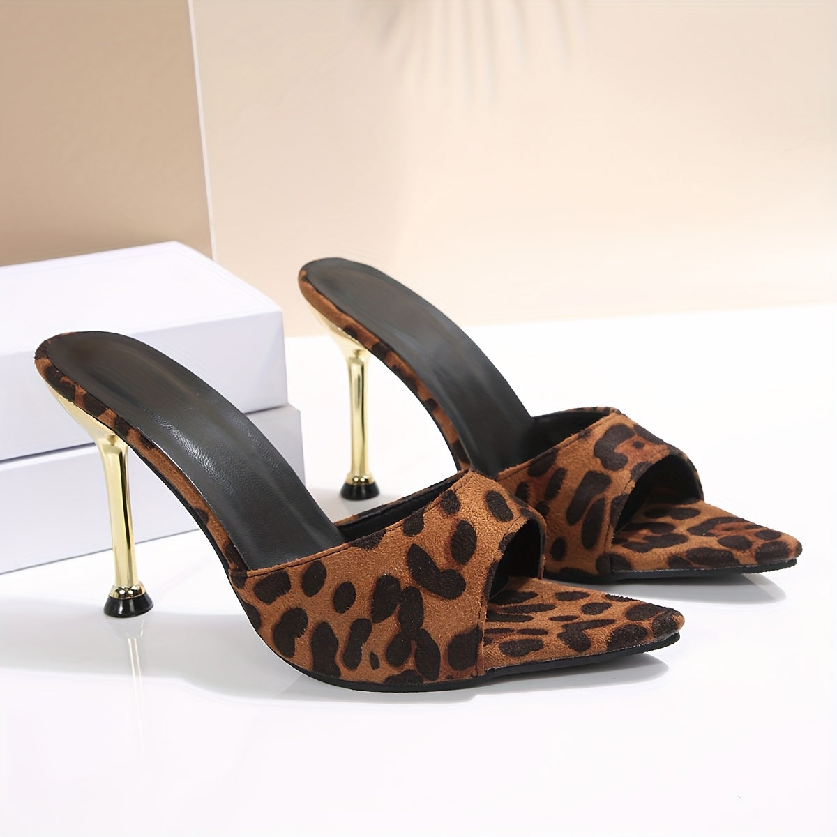 Women's Leopard Print High Heel Sandals, Women Shoes