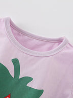 Children's Strawberry Round Neck Tee and Shorts Set
