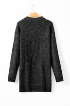 Parchment Twist Cable Knit Drop Shoulder Loose Fit Sweater Dress