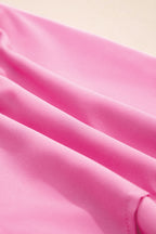 Bright Pink Crossed Waist Tiered Flowy Shorts