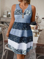 Plus Size Striped Tank Top & Skirt Set