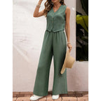 Women’s crop vest blazer wide leg pants set