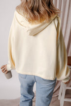 Orange Half Zipper Kangaroo Pockets Drop Shoulder Hoodie
