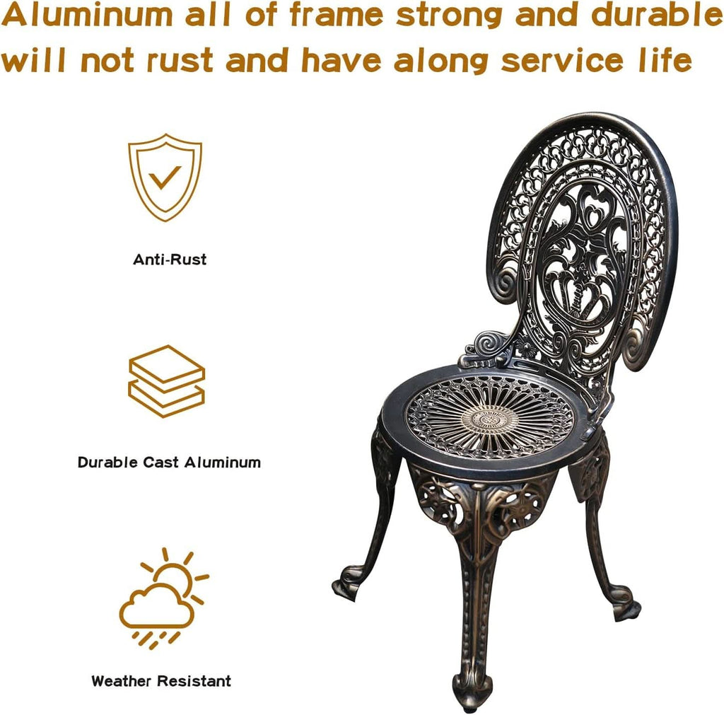 Cast Aluminum Patio Bistro Set With Umbrella Hole Outdoor