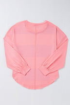 Light Blue Colorblock Drop Sleeve Round Neck Top