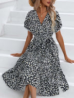 Women's Summer Floral Split V-neck Dress