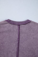 Valerian Mineral Wash Exposed Seam Side Slit Sweatshirt