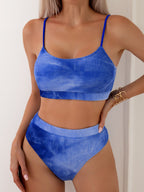 Women's Fashion Tie-dye Pleated Split Bikini