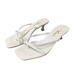 Athlefit Women Size 6 White Faux Leather Strappy 2.25" Kitten Heels Sandal Shoes