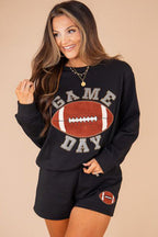 Black GAME DAY Football Graphic Pullover and Shorts Set